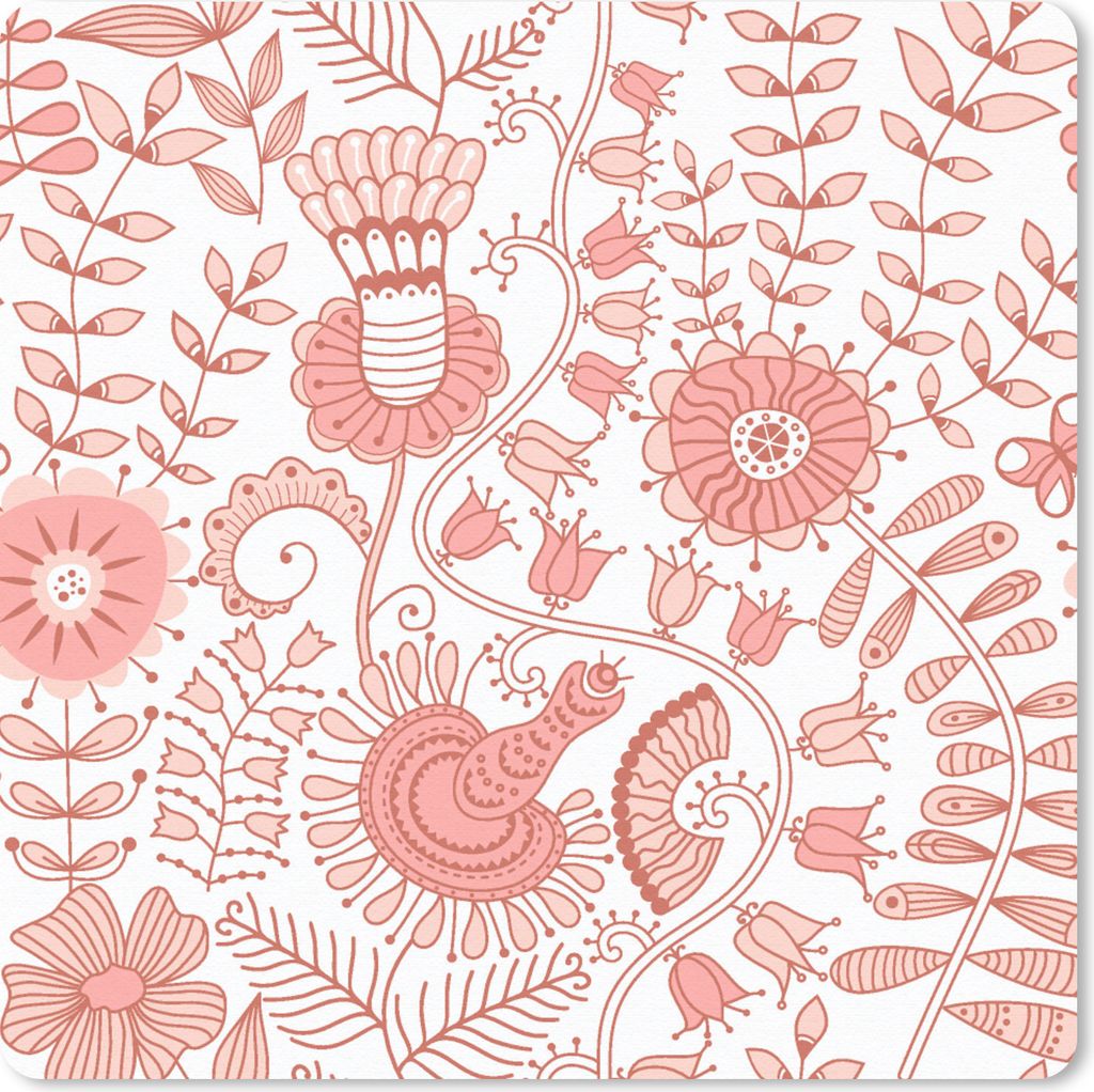MuchoWow Mauspad Mousepad Blumen - Muster - Pastell 20x20 cm - Mousepads - Maus Mat - Pad - Mausunterlage - Desk Mat - Bureauartikeln