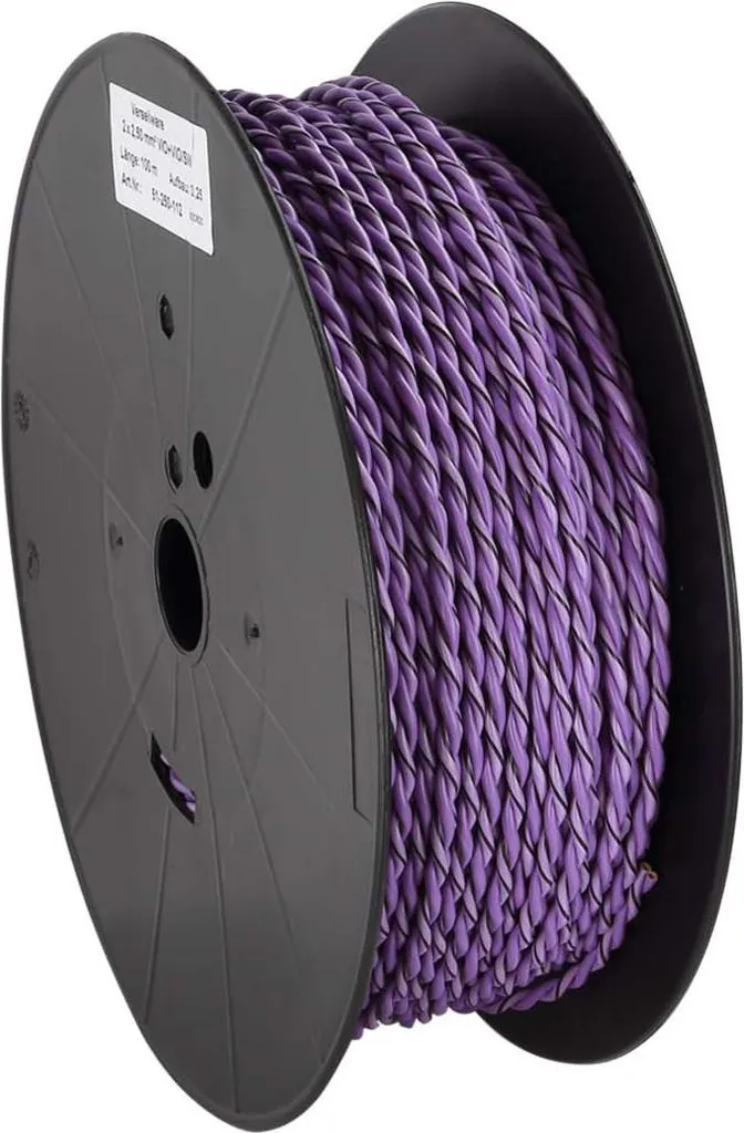 Câble d'enceinte acoustique torsadé 2x2.50mm² - 100m Violet et Noir