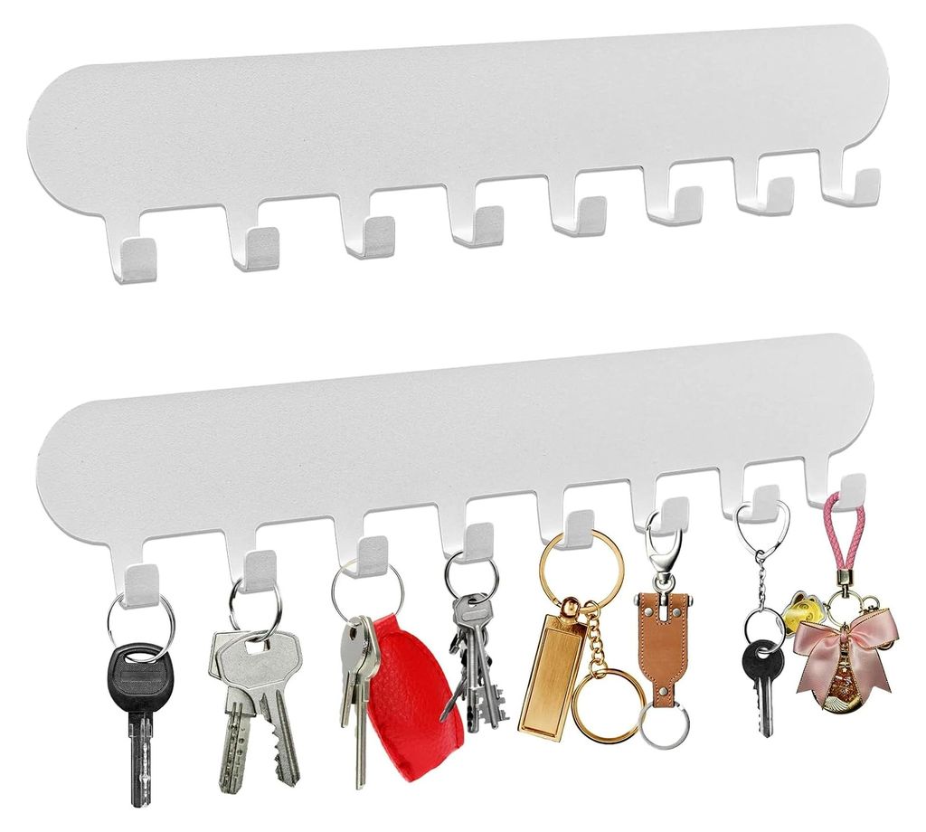 2 Stück Schlüsselbrett mit 8 Haken (Weiß)