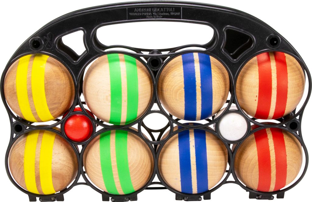 Boccia Spiel aus Massivholz, gestreift mit 8 Kugeln, Durchmesser 7 cm. EU - 3015