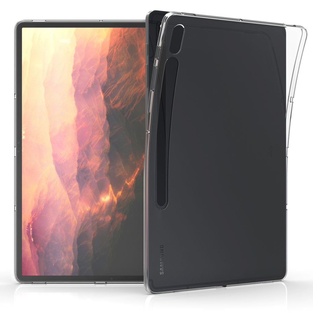 kwmobile Hülle kompatibel mit Samsung Galaxy Tab S8+ Plus / Galaxy Tab S7+ Plus Hülle - weiches TPU Silikon Case transparent - Tablet Cover