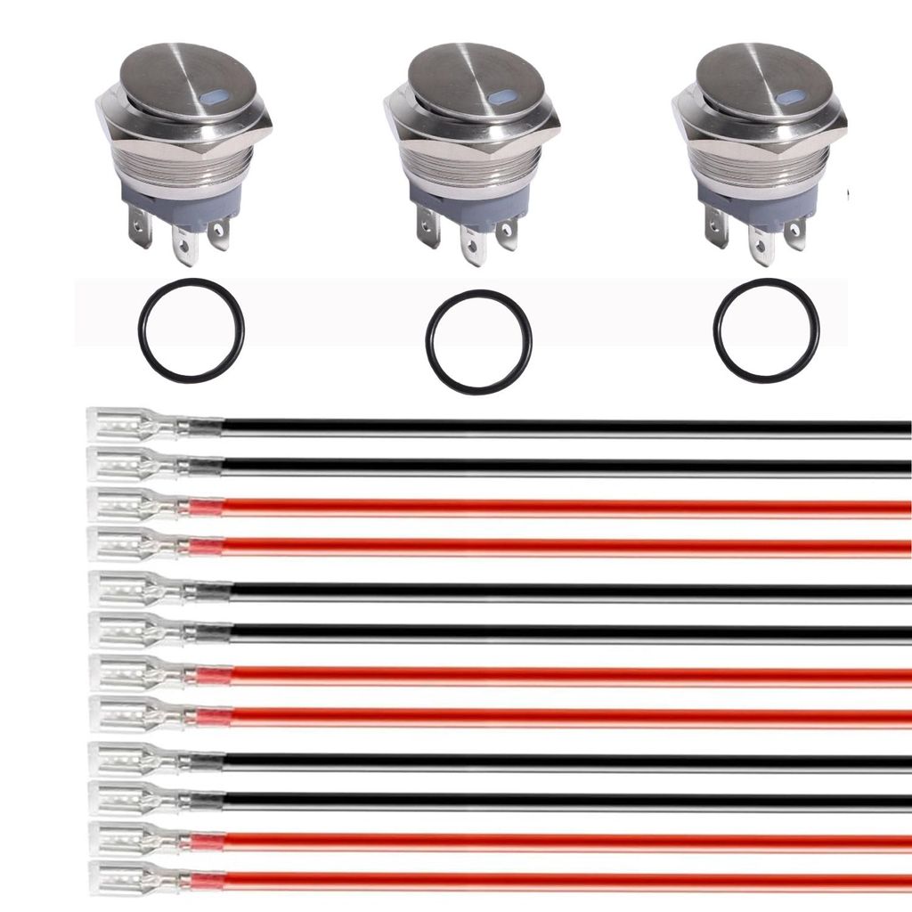 12-24V/15A Wasserdichter runder Wippschalter 22 mm blaue LED beleuchtet EIN/AUS
