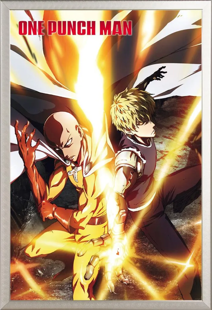 Quadro One Punch Man Saitama e Genos - Cornice Shinsuke Alluminio