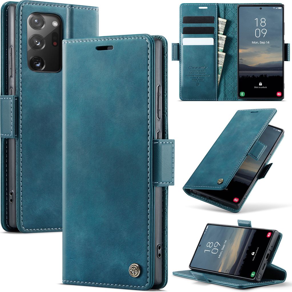 Handyhülle für Samsung Galaxy Note 20 Ultra Hülle Leder mit RFID Schutzhülle Klapphülle Magnet Kartenfach Standfunktion Blau