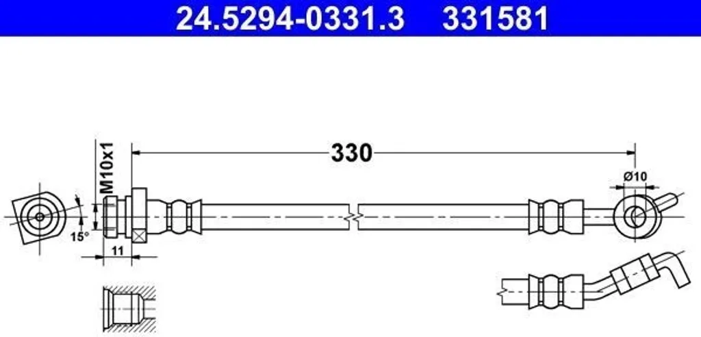 Flexible de Frein ATE 58738 2S100 pour Réparer Fuites Hyundai iX35
