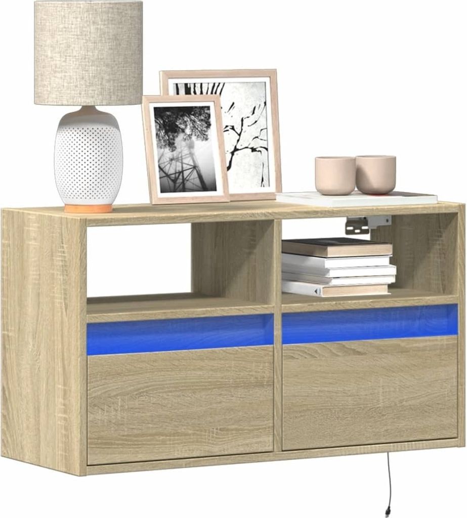 "2026 Promotion" TV-Wandschrank - TV-Möbel - mit LED-Beleuchtung Sonoma-Eiche 80x31x45 cm - TV-Regal CC31062