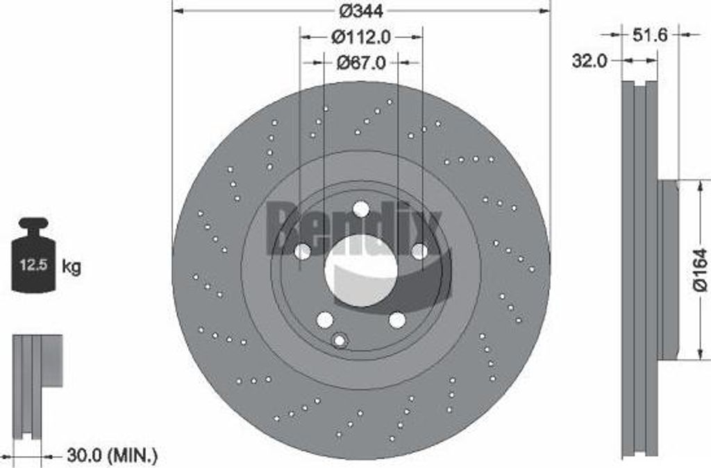 BENDIX Braking BDS1537HC Bremsscheibe OE 2184210412 kompatibel mit CLS