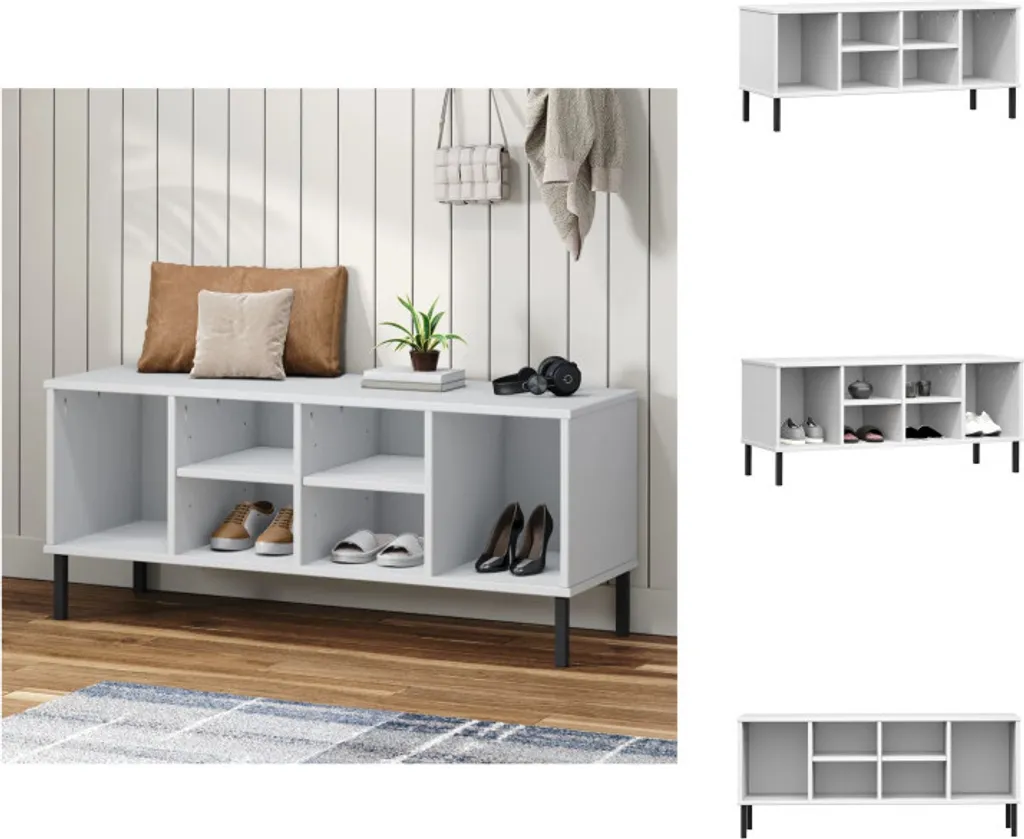 Banc de rangement à chaussures OSLO avec pieds en métal blanc 106 cm