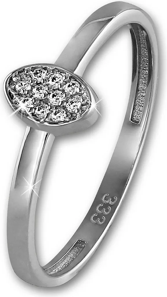 Bague ovale GoldDream Or blanc 8k et oxyde de zirconium brillant T60