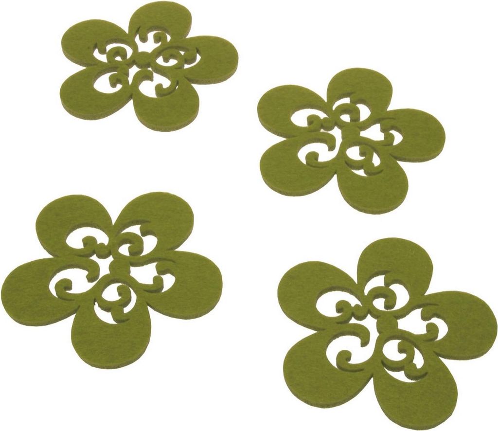 Glas-Untersetzer "Flower" - Grün - Filz - 1 VE = 12 Stück in der Holzbox - 21058-60