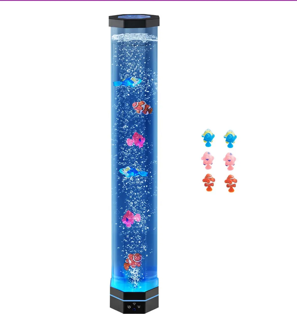 SucceBuy lampada di lava da 80 cm con pesce, luce a bolle e 16 opzioni di colore