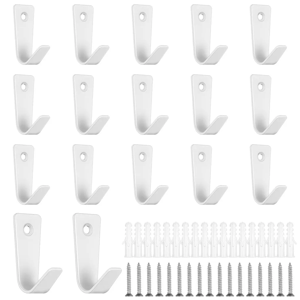 Crochets pour serviettes et manteaux, lot de 17 patères blanches métal