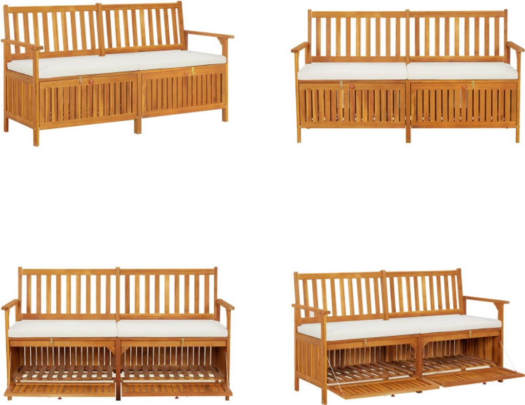 vidaXL Truhenbank mit Kissen 148 cm Massivholz Akazie - Bank - Bänke - Holzbank - Massivholzbank