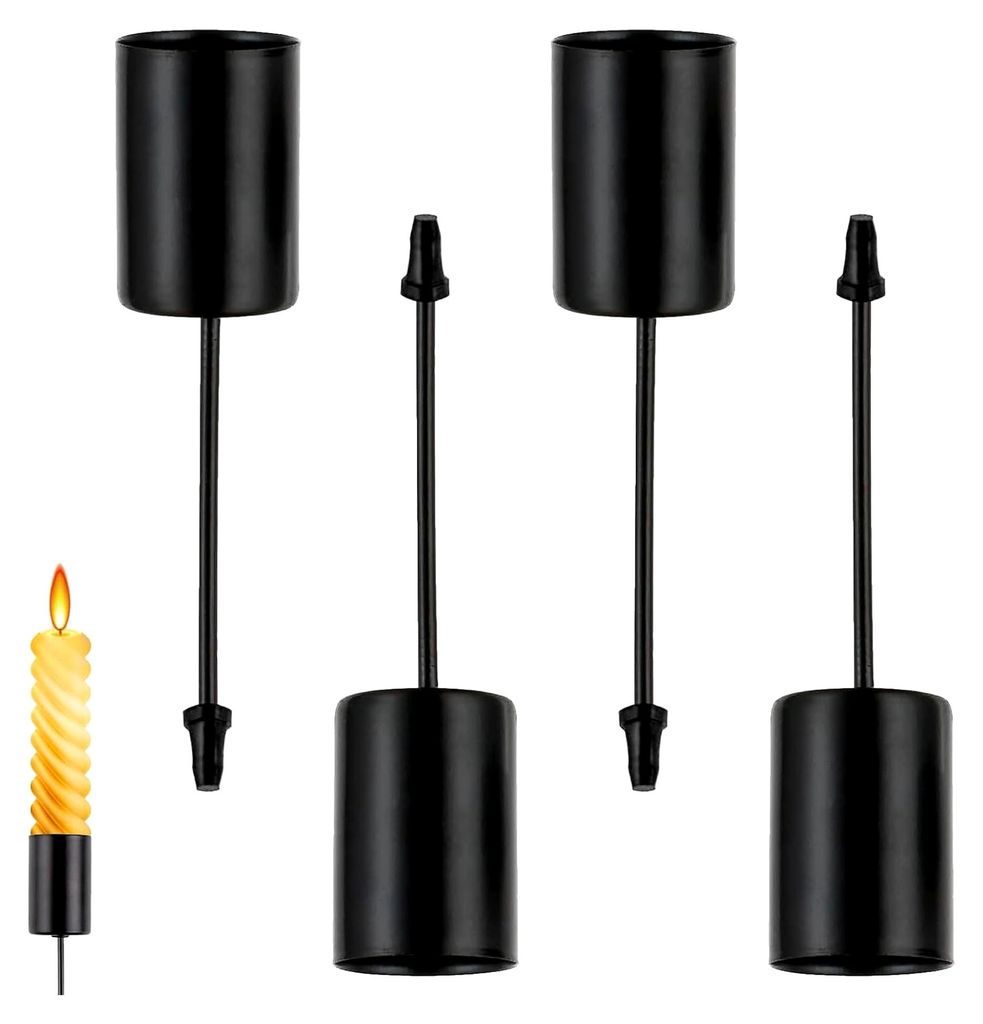 4 Kerzenhalter Sets, Schwarz Kerzenhalter für Adventskranz, passend zu Stabkerzen, geeignet für DIY Deko und Weihnachten, Küche Haus