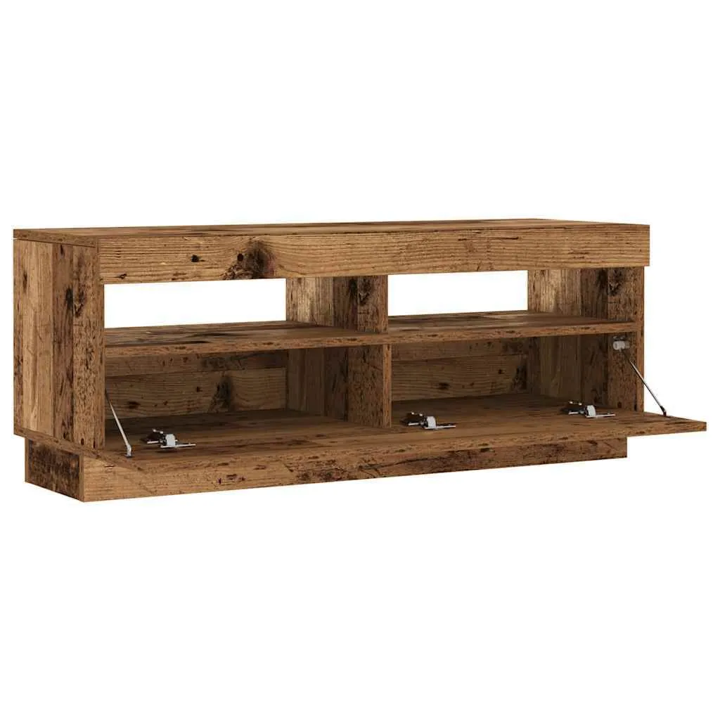 Mobile TV LED 100x35x40 cm in Legno di Recupero Massello | Design Unico - 9