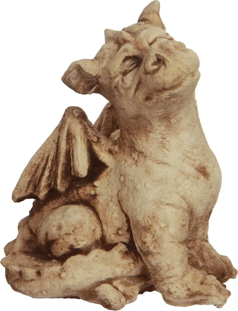 Figurine de jardin Humble Dragon en béton - Statuette décorative Zen