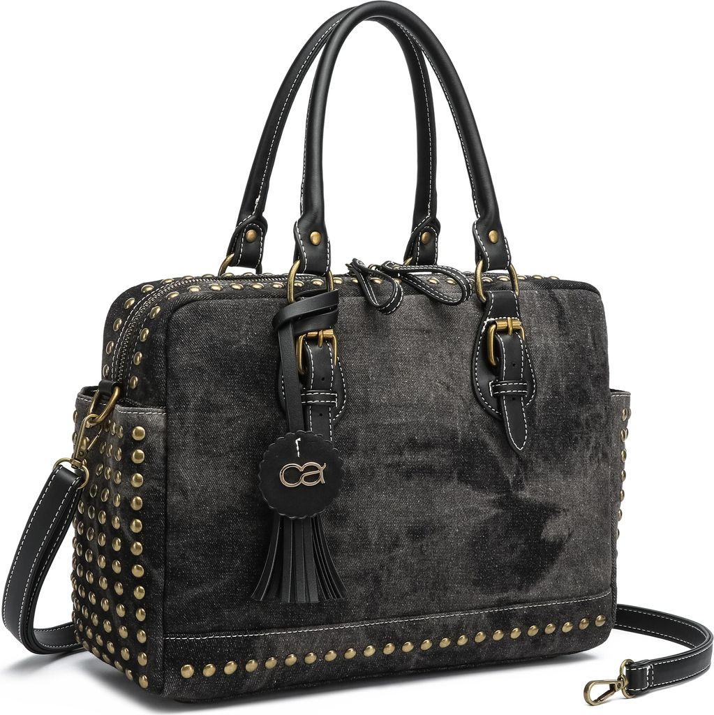 Handtasche Denim aus griffigem Jeansstoff mit Nieten von collezione alessandro