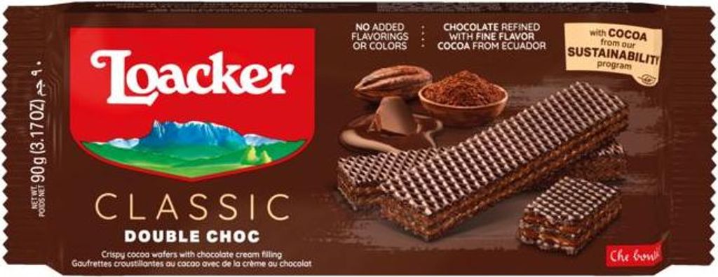 Loacker Classic Double Choc kakaové oblátky s čokoládovým Obrázok produktu 