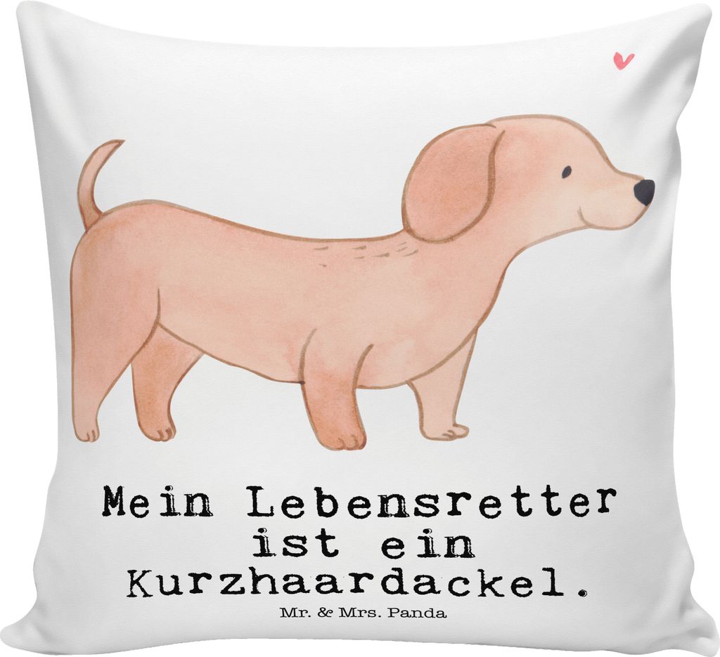 Mr. & Mrs. Panda Kuschel Kissen Dackel Kurzhaardackel Lebensretter - Weiß - Geschenk, Dachshund, Sofakissen, Teckel, 40x40, Zierkissen, Polster, S...
