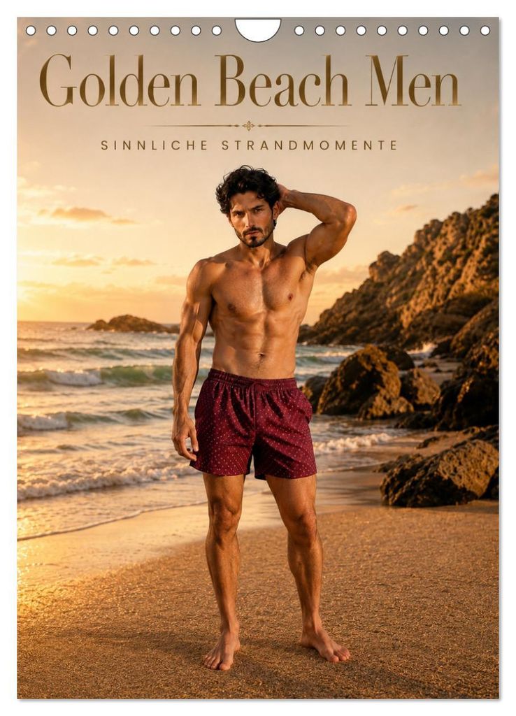 Golden Beach Men - Sinnliche Strandmomente (Wandkalender 2027 DIN A4 hoch), CALVENDO Monatskalender