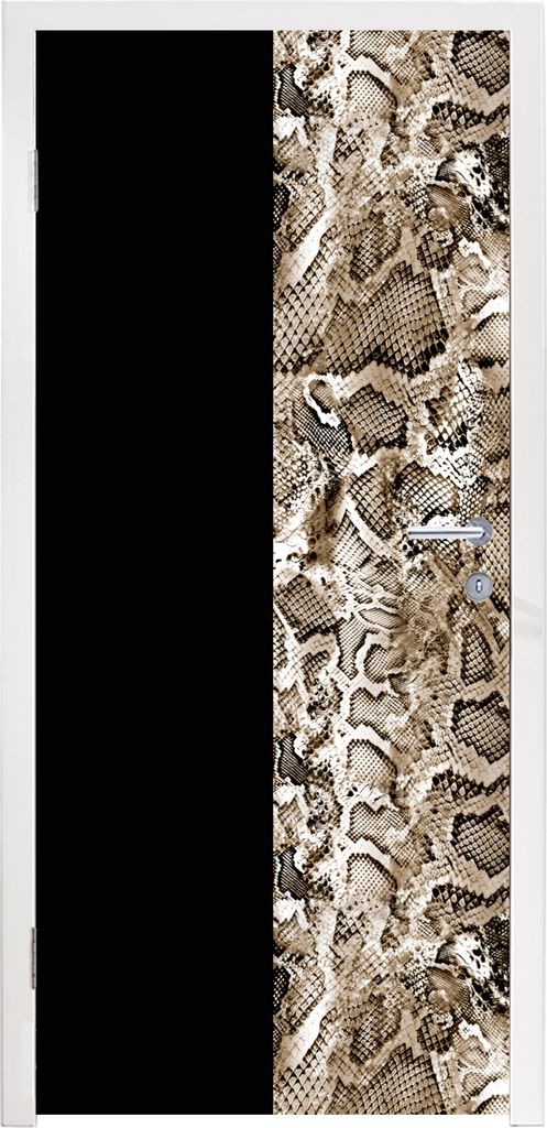 MuchoWow Türtapete Selbstklebende Türfolie Schlange - Tiermuster - Braun 95x215 cm Türposter Türaufkleber Klebefolie Türklebefolie - Tür Ta...