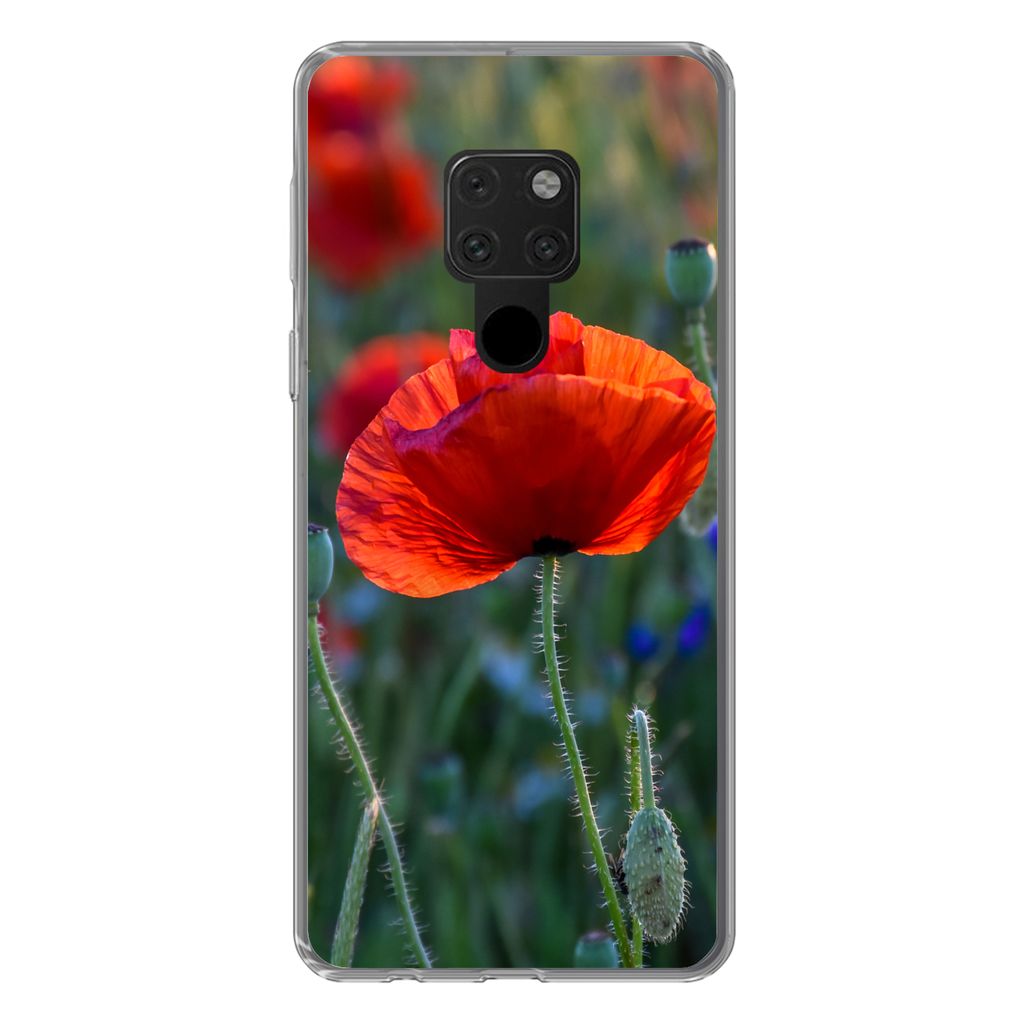MuchoWow Handyhülle Schutzhülle Hülle für Huawei P40 Lite Bunte Mohnblumen in den Niederlanden Silikon Softcase Handy Hülle - Handy