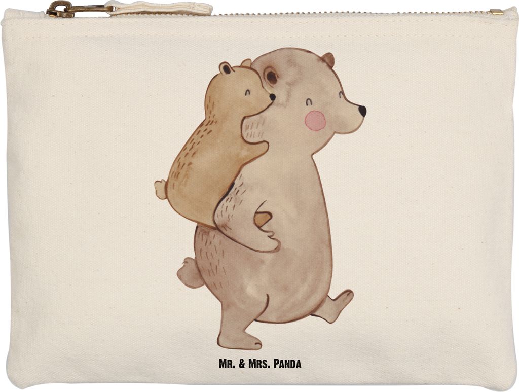 Mr. & Mrs. Panda Schlampermäppchen Papa Bär Größe M - Weiß - Geschenk, kosmetiktäschchen, Make-Up Tasche, Federmappe, Etui, Waschtasche, Vate...