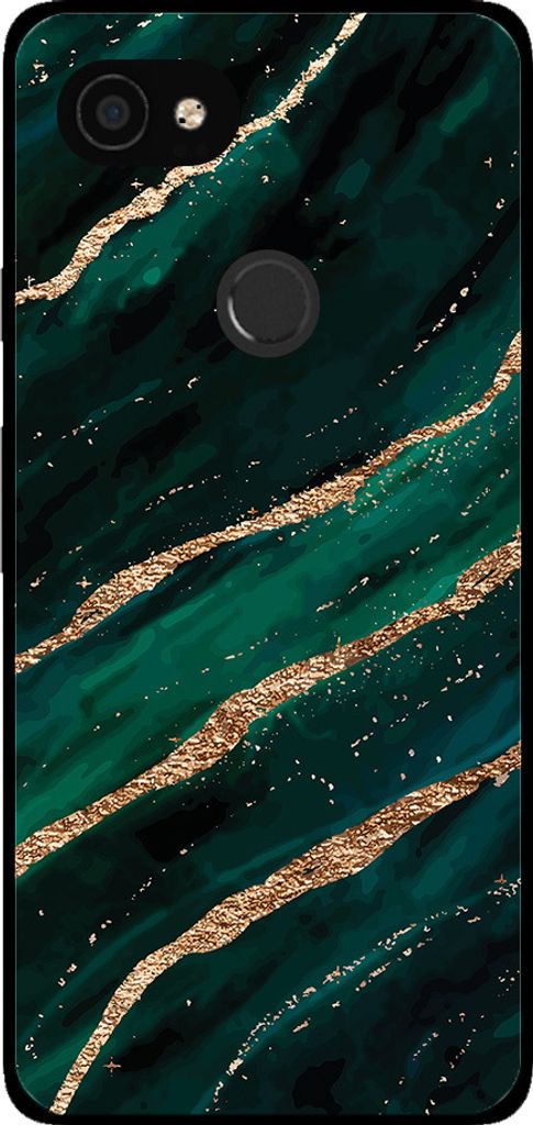 Handyhülle für Google Pixel 3A XL mit Marmordruck - TPU Backcover Case Marble Design - Grün Gold