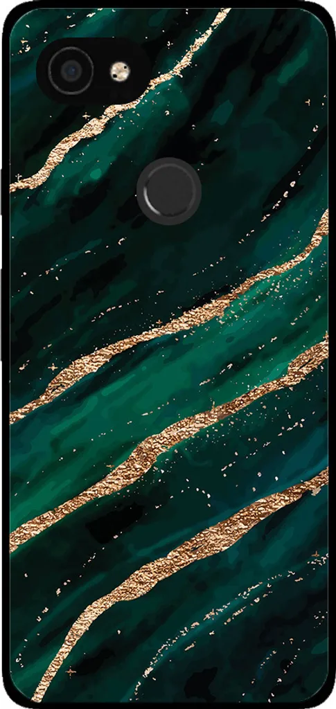 Regalo Cover Google Pixel 3A Marmo Verde - Custodia TPU Design Oro