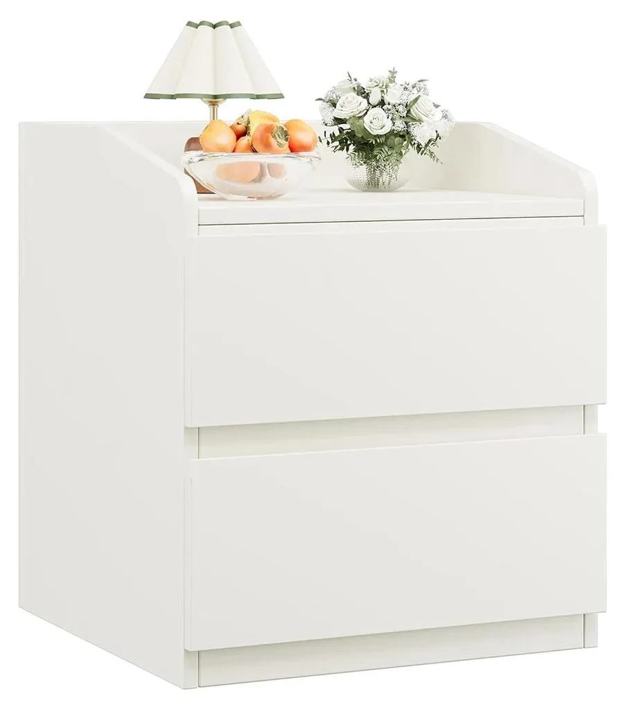 Table de nuit design blanc mat - 2 tiroirs de rangement - Montage facile