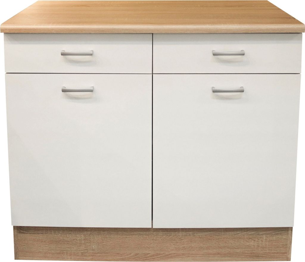 Unterschrank >Ailina< in Sonoma-Eiche / weiß, Holzwerkstoff - 100x90x60 (BxHxT)