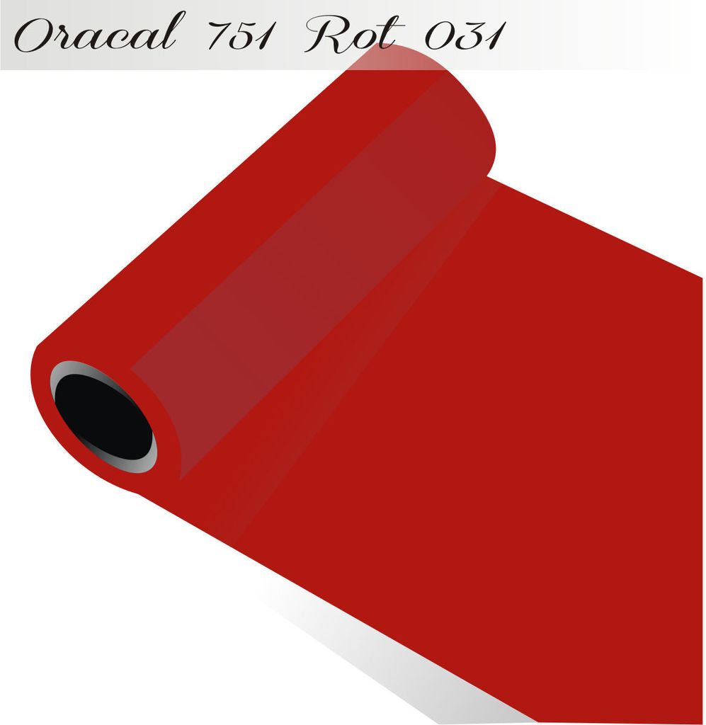 Oracal 751 - Orafol Folie 5m (Laufmeter) freie Farbwahl 118 glänzende Farben - glanz in 4 Größen, 63 cm Folienhöhe rot - 031