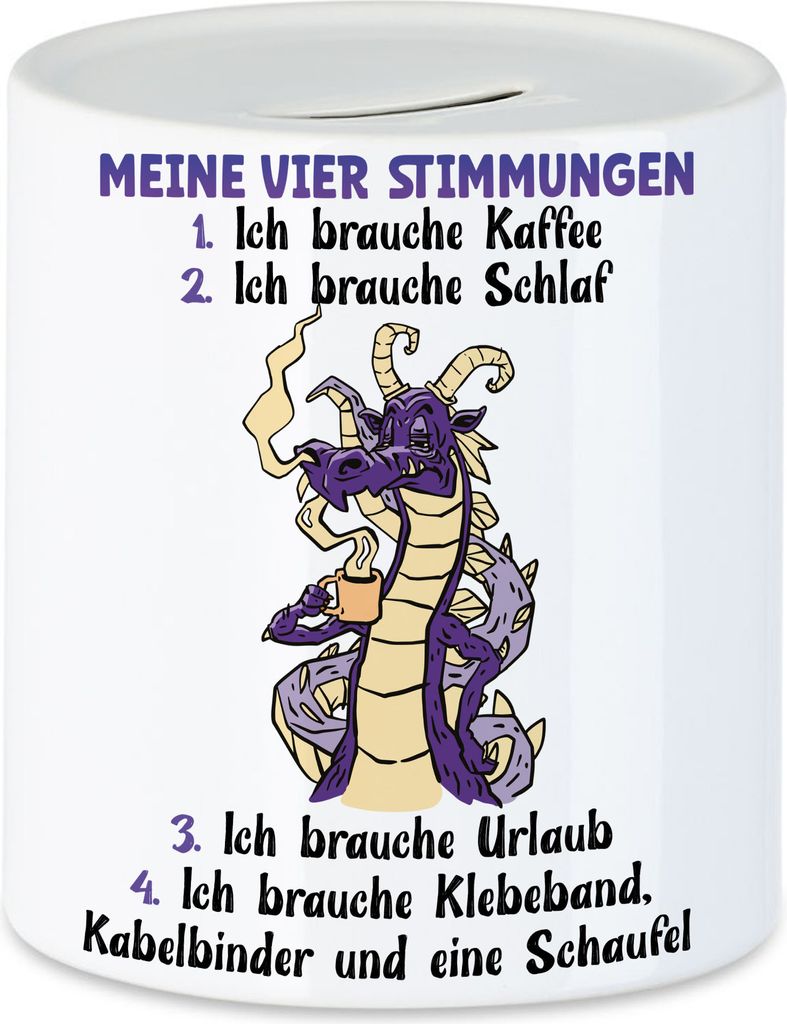 Meine Vier Stimmungen Spardose Kaffee Schlaf Urlaub Produktbild 