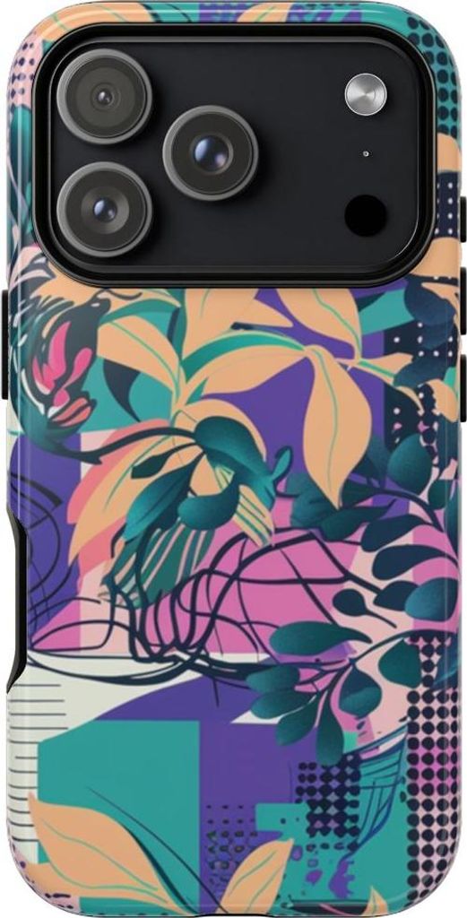 Buntes Blumenmuster mit abstraktem Design – Hülle Kompatibel mit iPhone 17 Pro