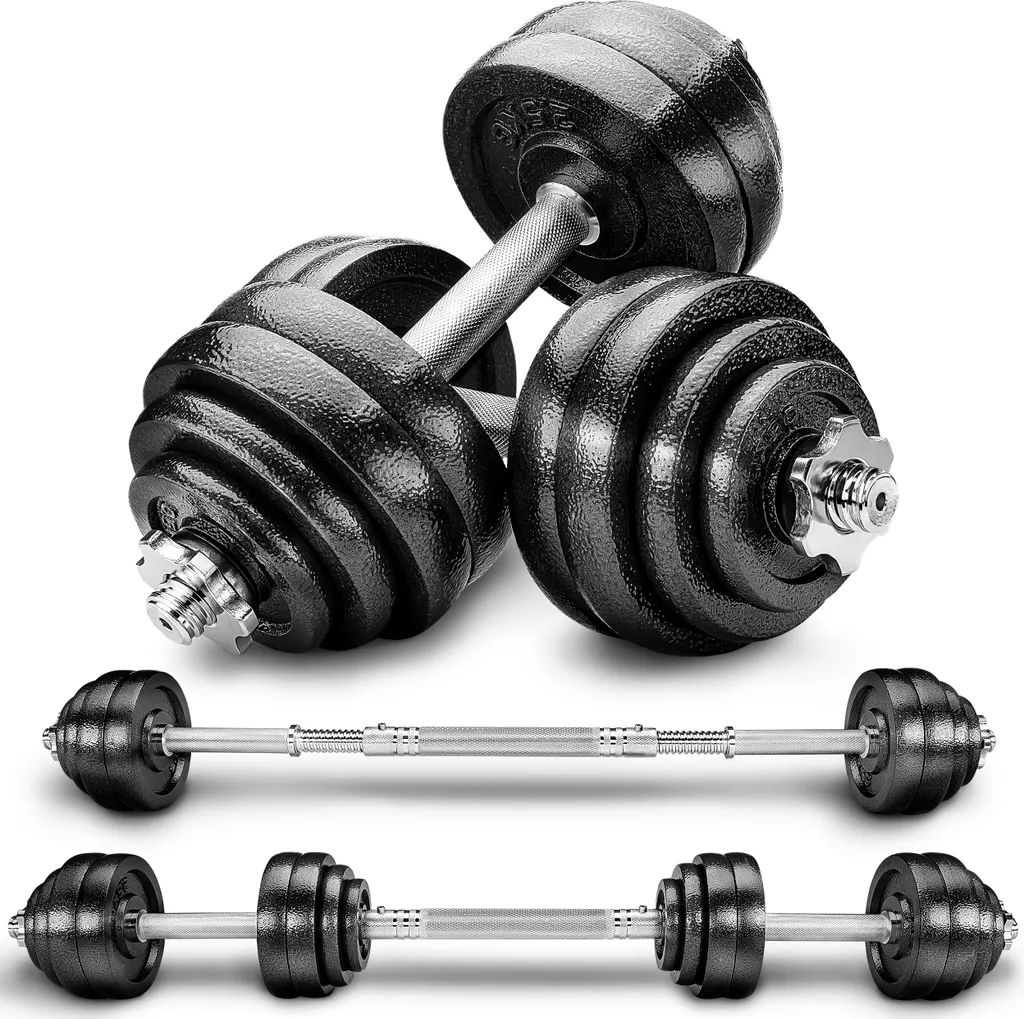 Haltères en fonte 30 kg robustes et ajustables pour entraînement complet