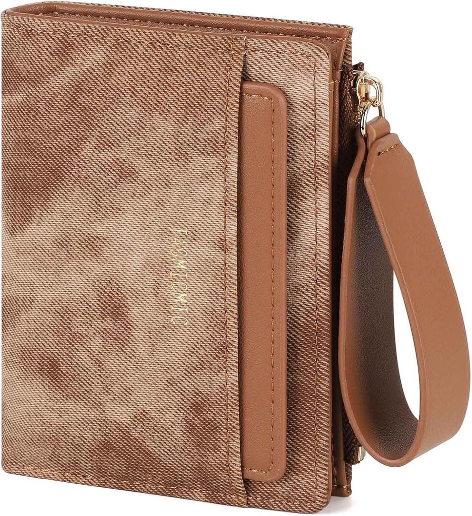 Damen Geldbörse klein aus Kunstleder, Mini Portemonnaie mit abnehmbarem Kartenhalter, Reißverschluss-Armband, Münzfach, Ausweisfach, praktisch &...