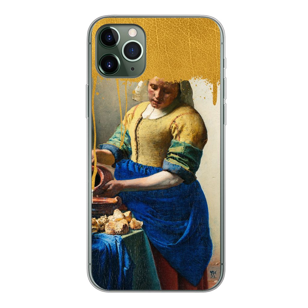 MuchoWow Handyhülle Schutzhülle Hülle für iPhone 11 Pro Max Milchmädchen - Gold - Alte Meister Silikon Softcase Handy Hülle - Schutz