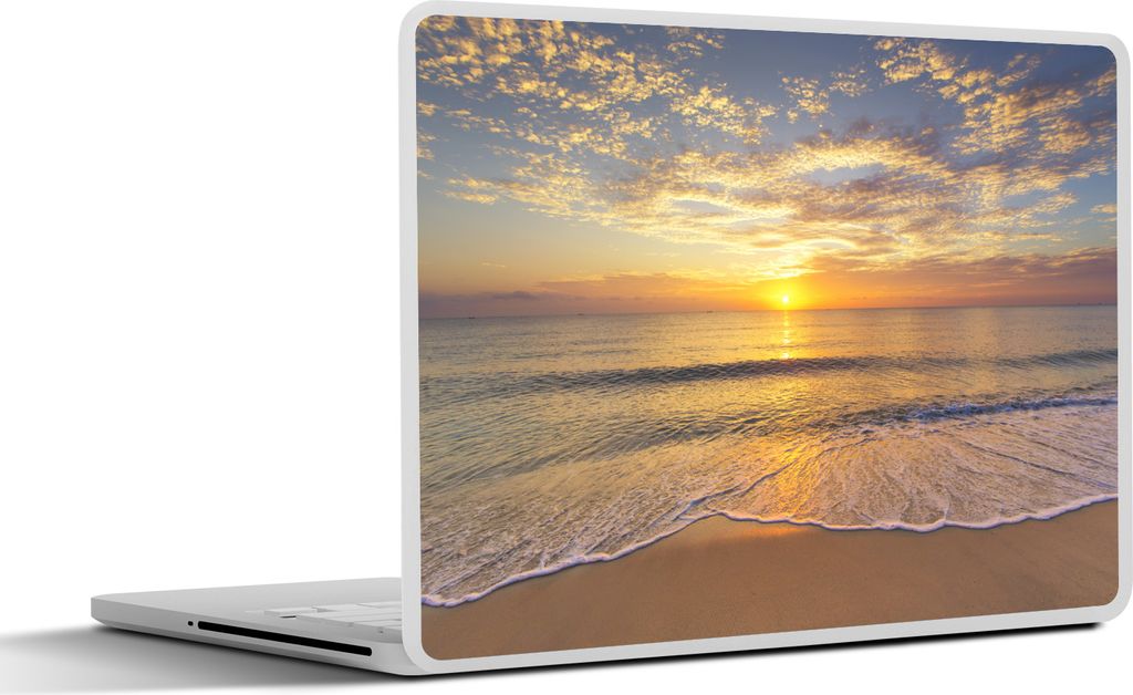 MuchoWow Laptop Aufkleber Sticker Cover Strand - Sonnenuntergang - Meer 40x30 cm - Laptop Dekoration - Selbstklebend