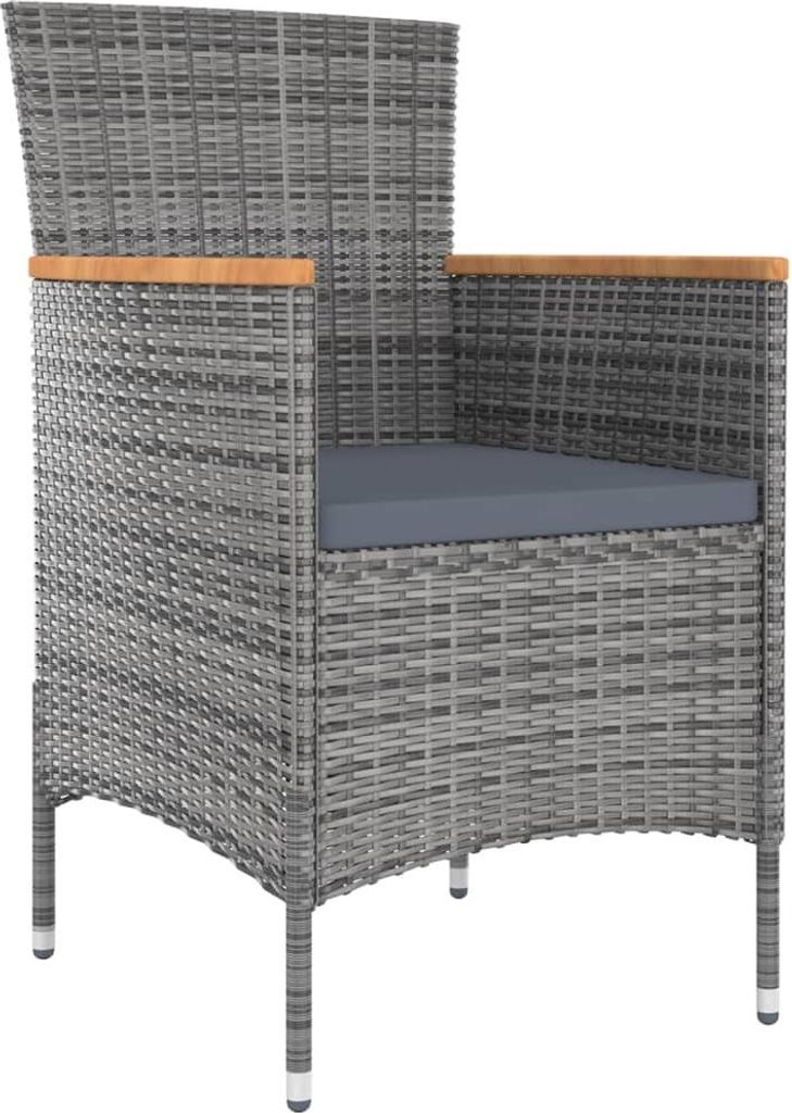 vidaXL Garten-Essstühle 4 Stk. Poly Rattan Grau Produktbild 