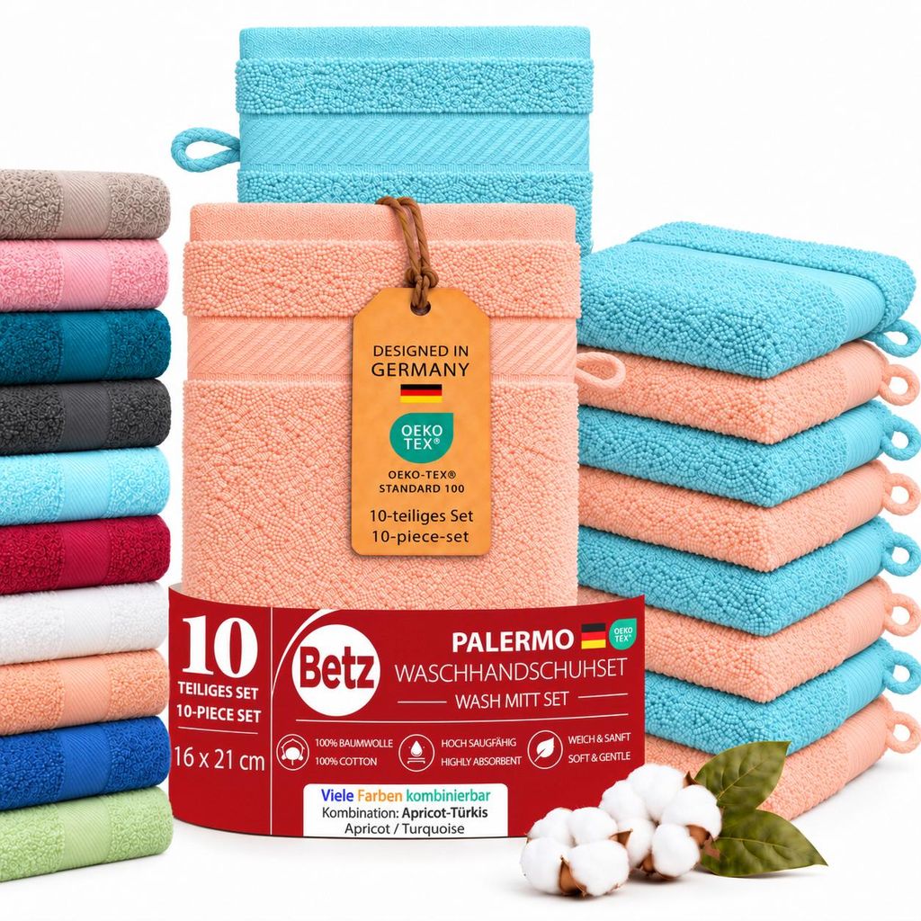 Betz 10 pièces Gants de toilette 16x21 cm PALERMO 100% Image du produit 