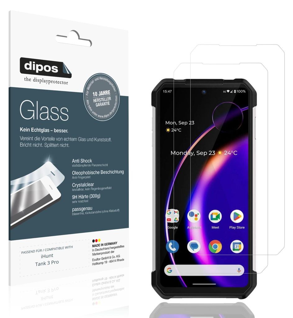 2x Schutzfolie für iHunt Tank 3 Pro - Anti-Shock 9H Folie dipos Glass Kunststoffglas