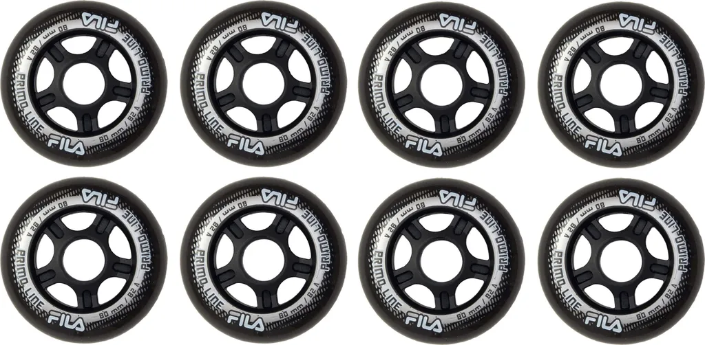 Roues Fila 80mm 82A noir haute performance avec gomme polyuréthane 8x
