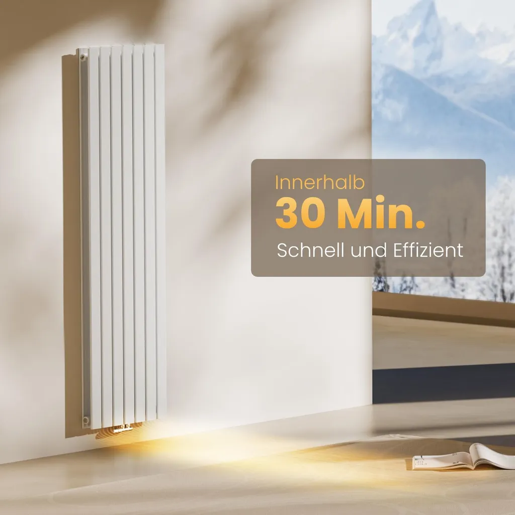 Radiateur Vertical 180 cm Blanc Double Paroi avec Raccord Central - 2