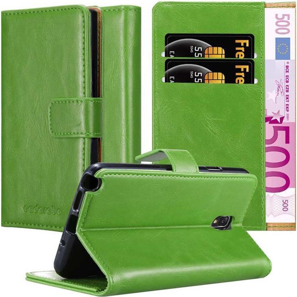 Cadorabo Hülle für Samsung Galaxy NOTE 3 NEO Schutzhülle in Grün Handyhülle Book Tasche Case Etui Luxury