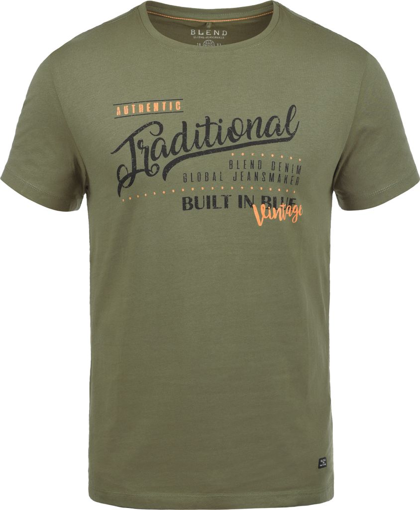 BLEND BHDoppler Herren T-Shirt Kurzarm Shirt mit Print Rundhals-Ausschnitt 100% Baumwolle Regular fit