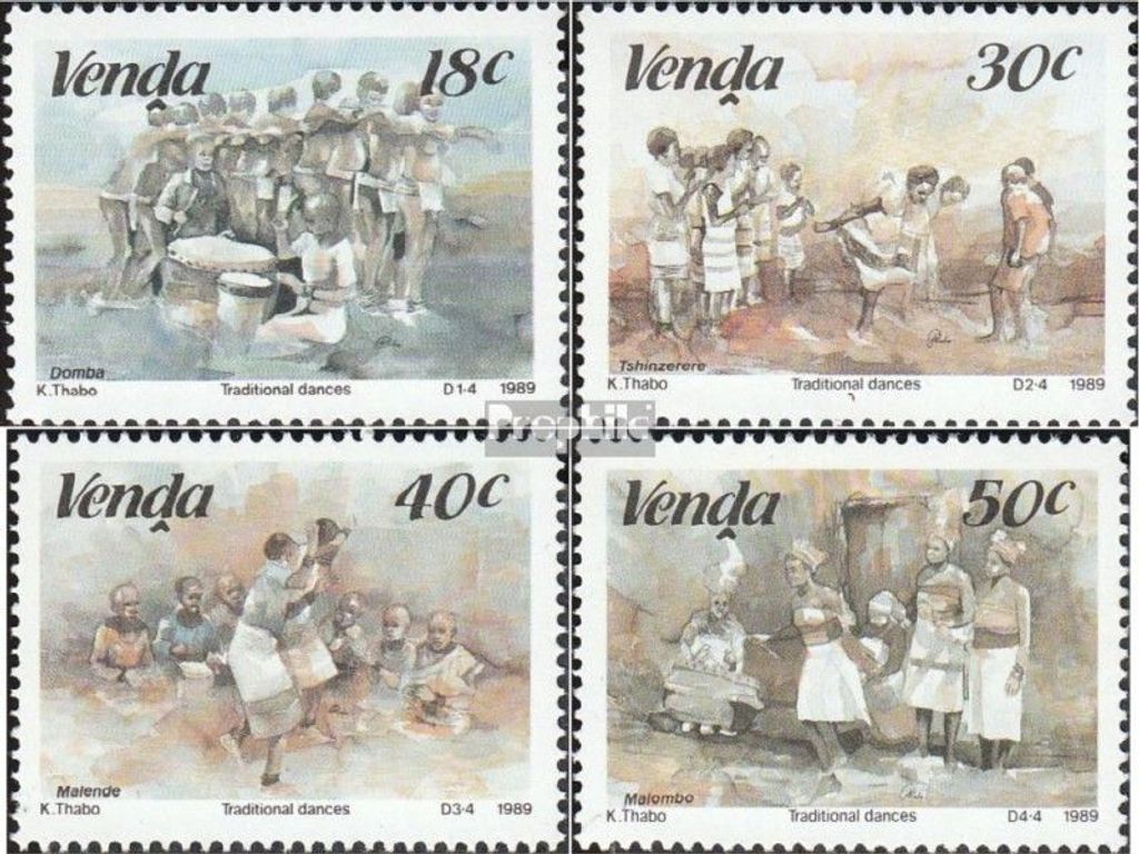 Briefmarken Südafrika - Venda 1989 Mi 187-190 (kompl.Ausg.) postfrisch Traditionelle Tänze