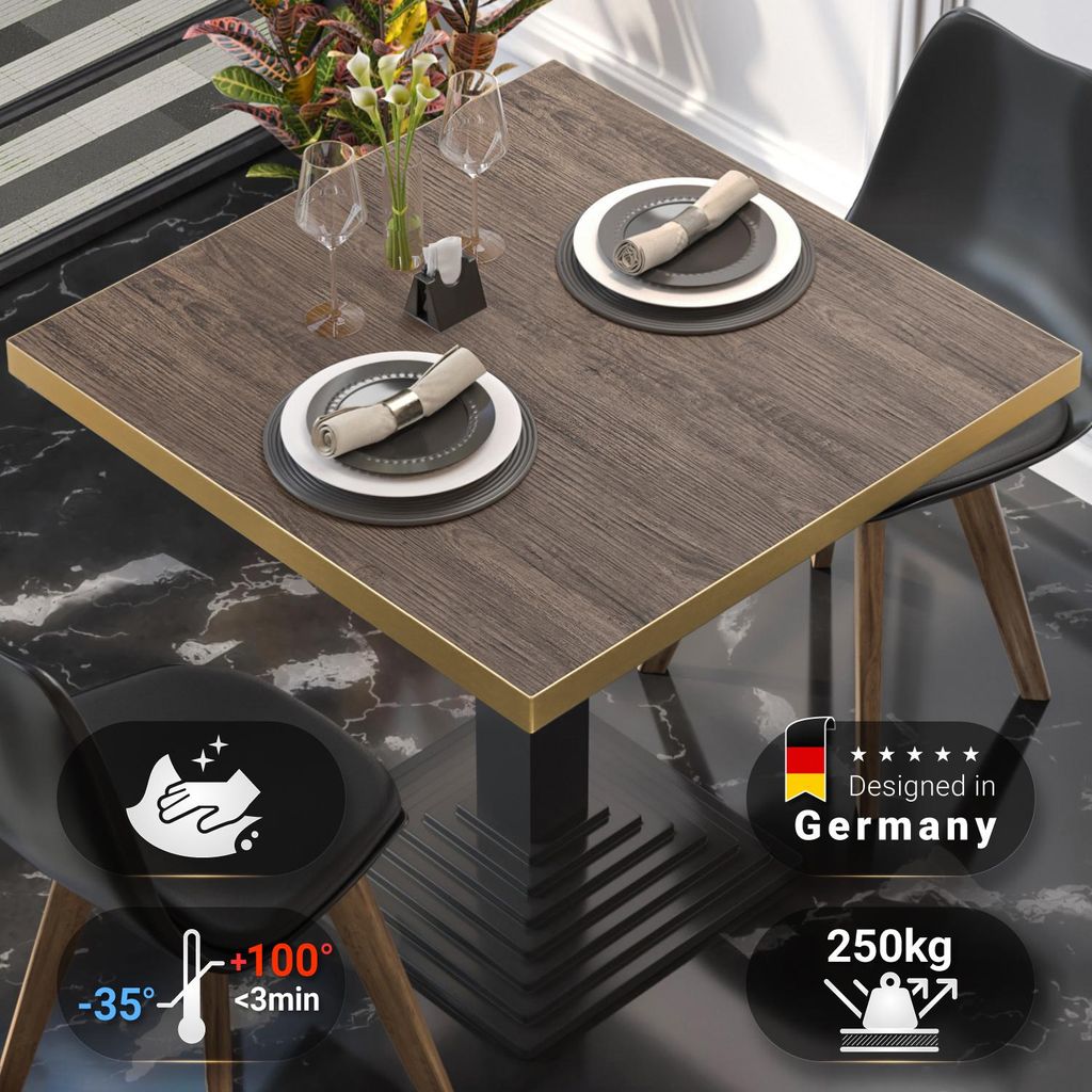 BRASIL | Gastro Tischplatte | B:T 80 x 80 x 2,5 cm | Light Wenge | Quadratisch | Restaurant Bistro Tischplatte