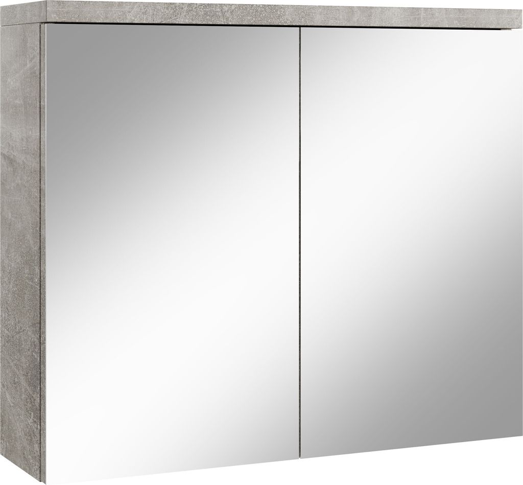 Badplaats Spiegelschrank Toledo 80 x 60 cm Beton Grau - Badezimmerschrank mit Spiegel und 2 Türen