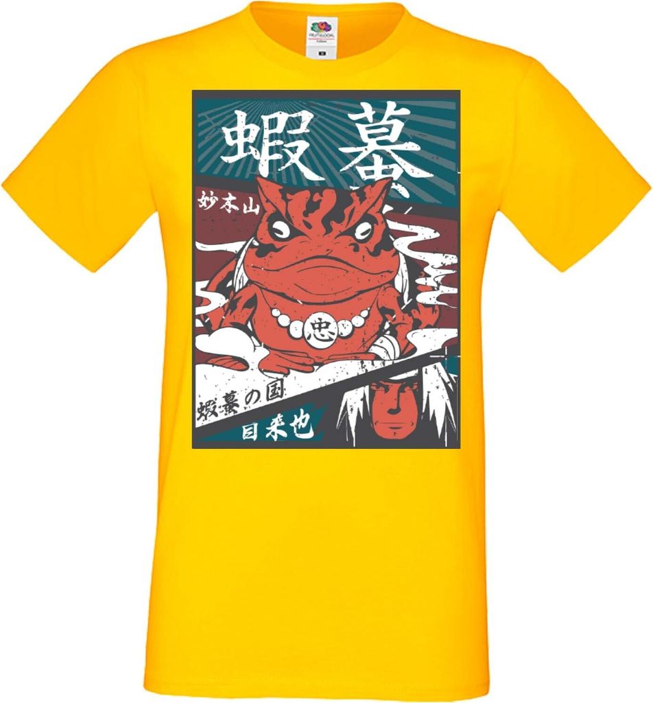 Herren T-Shirt Anime Manga Naruto Jiraya 03 Frog Ninja, Man 2XL / Gelb
