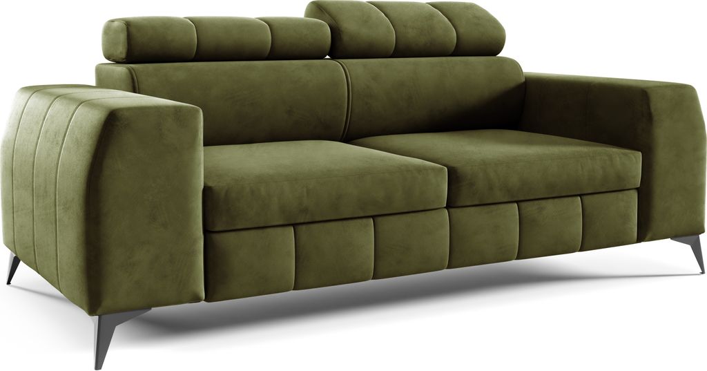 Modernes Sofa LAGET 208x83 cm Couch mit Metall-füßen Farbe: Grün, Monolith 38